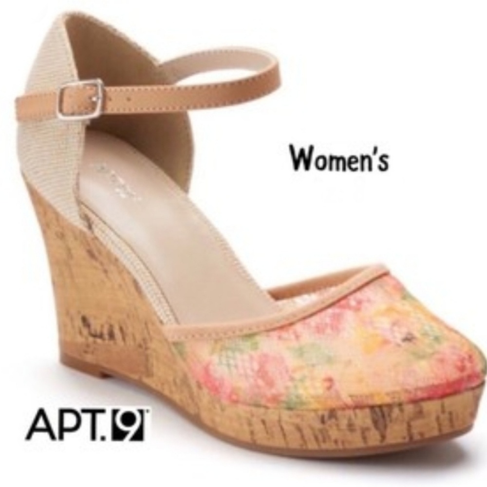 * * Apt. 9 Ladies Wedge Shoes Spring Mimosa Floral